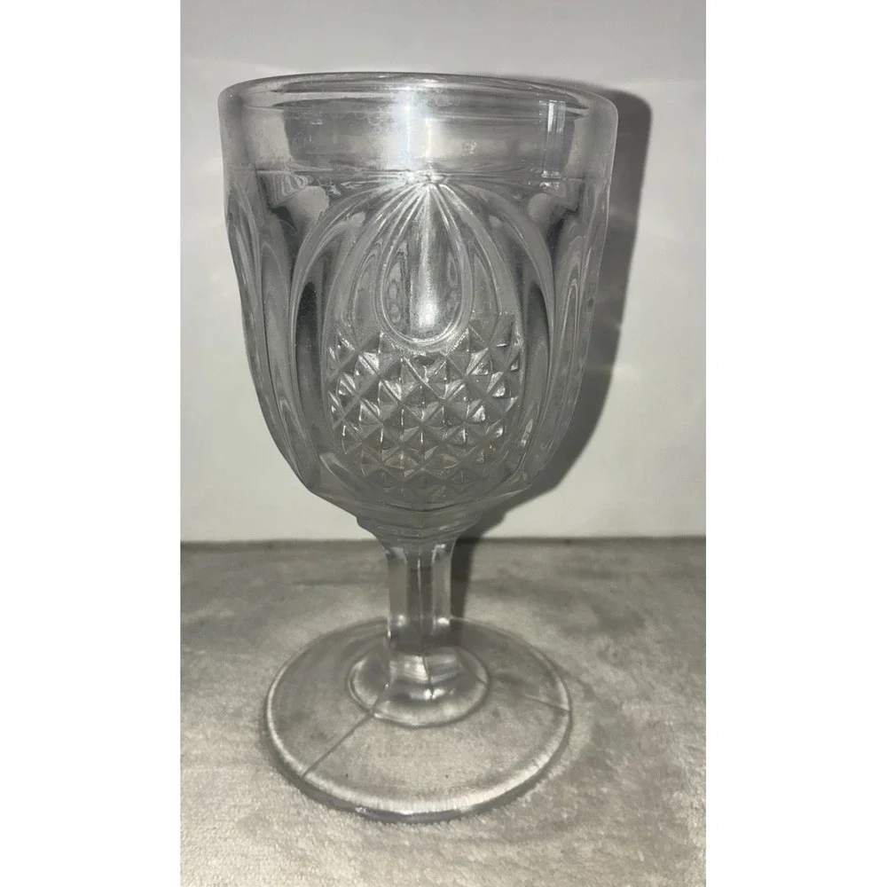 Antique Flint EAPG New England Pineapple Water Goblet Clear Glass